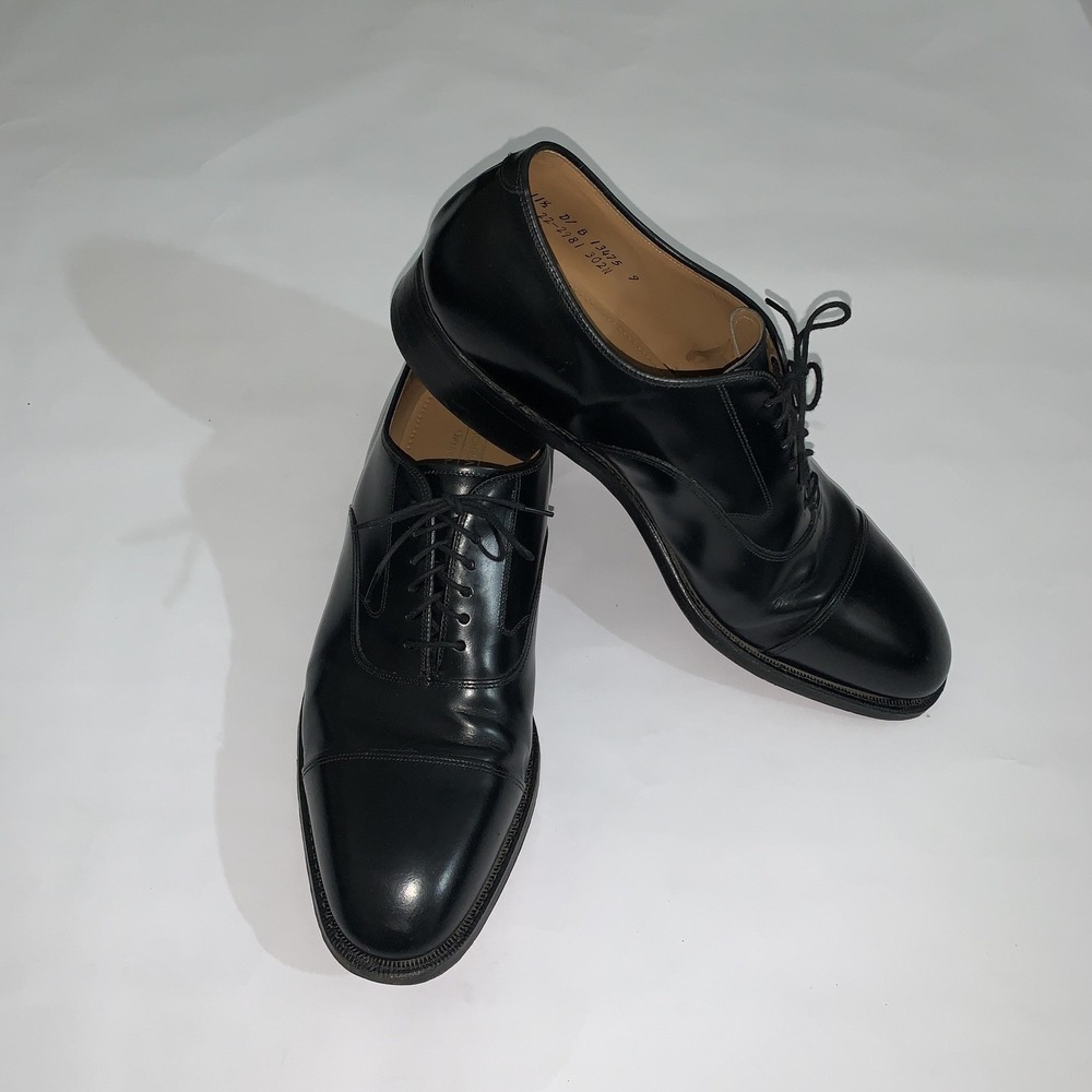 Johnston & Murphy Optima Shoes Mens 11.5 D Black Leather Cap Toe Oxford Dress